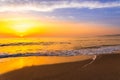 Golden sunrise sunset over the sea ocean waves Royalty Free Stock Photo