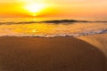 Golden sunrise sunset over the sea ocean waves Royalty Free Stock Photo