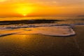 Golden sunrise sunset over the sea ocean waves Royalty Free Stock Photo