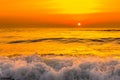 Golden sunrise sunset over the sea ocean waves Royalty Free Stock Photo