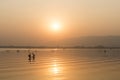 Golden sunset at Ana Sagar lake in Ajmer, India