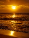 Golden sunset at Sunset Beach in Oahu Hawaii Royalty Free Stock Photo