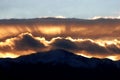 Golden Sunset Beams over the Mountains Royalty Free Stock Photo