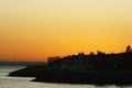 Golden sunset on the Black Sea on the beach Royalty Free Stock Photo