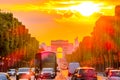 Golden Sunset on the Champs Elysees in Paris