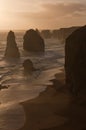 The golden sunset at the famous Twelve Apostles on the Great Ocean Road in Australia Royalty Free Stock Photo