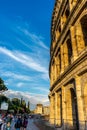 Rome, Italy - 23 June 2018: Facade of the Great Roman Colosseum (Coliseum, Colosseo), also known as the Flavian Amphitheatreworld Royalty Free Stock Photo