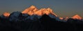 Golden sunset in the Himalayas, mount Everest Royalty Free Stock Photo