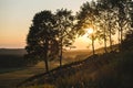 Golden sunset in Lithuanian countryside