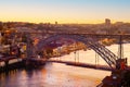 Golden sunset Louis bridge Porto Royalty Free Stock Photo