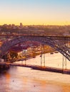 Golden sunset Louis bridge Porto Royalty Free Stock Photo