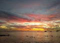 Perfect Red and Golden Sunset at Oistins Barbados Royalty Free Stock Photo