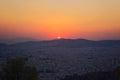 Sunset over Athens hills Royalty Free Stock Photo