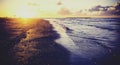 Golden sunset over beach. Royalty Free Stock Photo