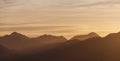 Golden sunset over Canterbury Hills, New Zealand Royalty Free Stock Photo