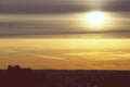 Golden sunset over the city of Madrid in Spain. Royalty Free Stock Photo