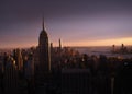 Golden sunset over the empire state building Royalty Free Stock Photo