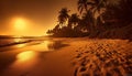 Golden sunset over Maui tranquil coastline generated by AI Royalty Free Stock Photo