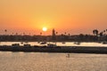 Golden sunset over Mission Bay campground and MIssion Beach in S