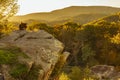 Golden Sunset Over Mountain Ridges with Guitar Player