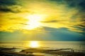 Golden sunset over North sea Royalty Free Stock Photo