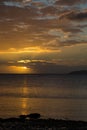 Golden sunset over ocean . Sky Fiji Royalty Free Stock Photo