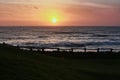 Sunset Pacific Ocean fence half Moon Bay California