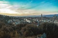 Golden sunset over Palazzo Vecchio and Cathedral of Santa Maria del Fiore (Duomo), Florence, Italy Royalty Free Stock Photo