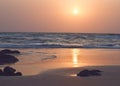 Golden Sunset over a Rocky Beach, Ratnagiri, Maharashtra