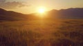 Golden Sunset Over the Rolling Hills of a Serene Countryside Landscape Royalty Free Stock Photo