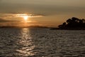 Gold sunset over sea in Croatia