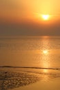 Golden sunset over sea in Morecambe Bay Royalty Free Stock Photo