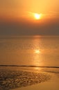 Golden sunset over sea in Morecambe Bay Royalty Free Stock Photo