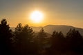 Golden sunset panorama of Zlatibor mountain. Tourist destination Royalty Free Stock Photo