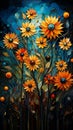 Golden Sunset Portal: A Breathtaking Abstract Floral Display of