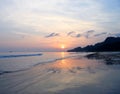 Golden Sunset with Reflection in Sea Water at Radhanagar Beach, Havelock Island, Andaman, India Royalty Free Stock Photo