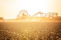 Golden sunset on Santa Monica beach