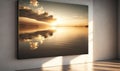 Golden Sunset Seascape: A Calm and Serene Abstract Landscape. Perfect for Wallpapers and Landing Pages.