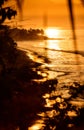 Golden sunset/sunrise shoreline Royalty Free Stock Photo