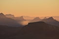 Golden sunset in the Swiss Alps. View from Mount Niesen, Bernese Royalty Free Stock Photo