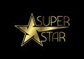 Golden Super Star Text Logo Sign Symbol Royalty Free Stock Photo