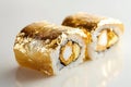 A golden sushi roll with kanpyo and shiitake. Royalty Free Stock Photo