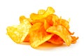 Golden Sweet Potato Chips Isolated on White