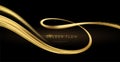 Golden swirl on black background. Abstract shiny color gold wave design element. Vector illustration Royalty Free Stock Photo