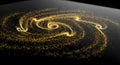 Golden swirling particles on black background Royalty Free Stock Photo