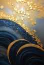 Golden Swirls and Tornadoes: A Closeup of a Blue and Black Makeu