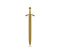Golden sword logo. Ancient weapon Royalty Free Stock Photo