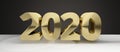 2020 golden sylvester new year 2020 3d render