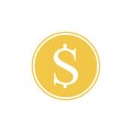 Golden symbol of the dollar. Vector illustration. Golden dollar symbol isolated on white background Royalty Free Stock Photo
