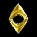 Golden symbol Ethereum made of inflatable balloon isolated on black background. Royalty Free Stock Photo